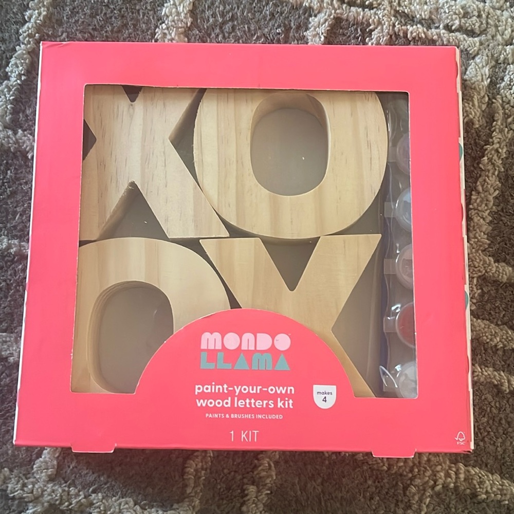 Mondo Llama paint your own wood letter kit NWT